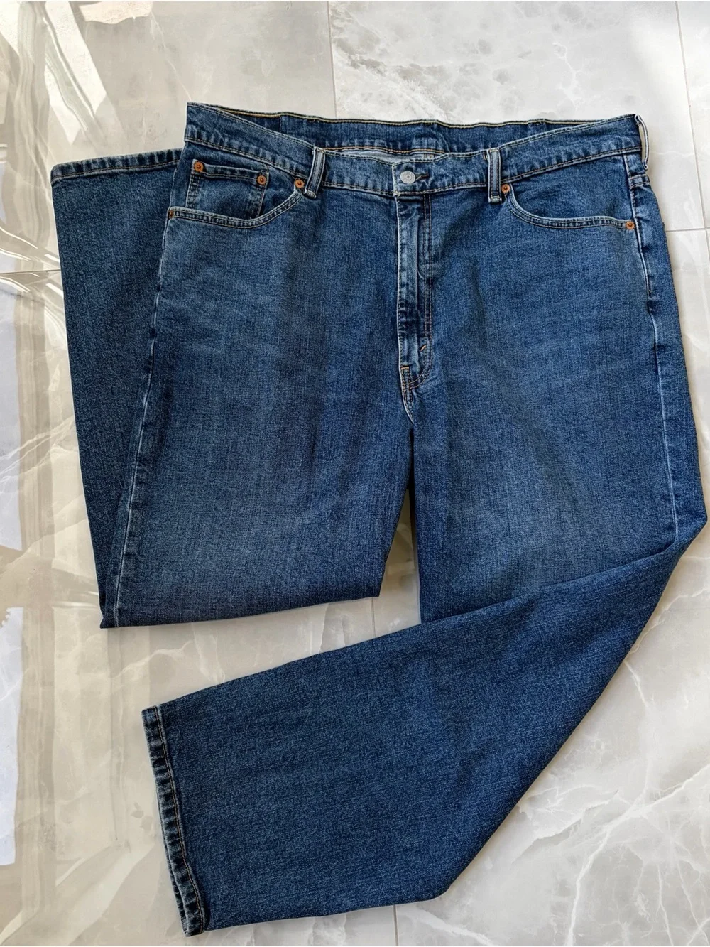 Mens Jeans 42x30 Relaxed Fit LEVIS 550 Blue Medium Wash 100% Cotton Straight Leg